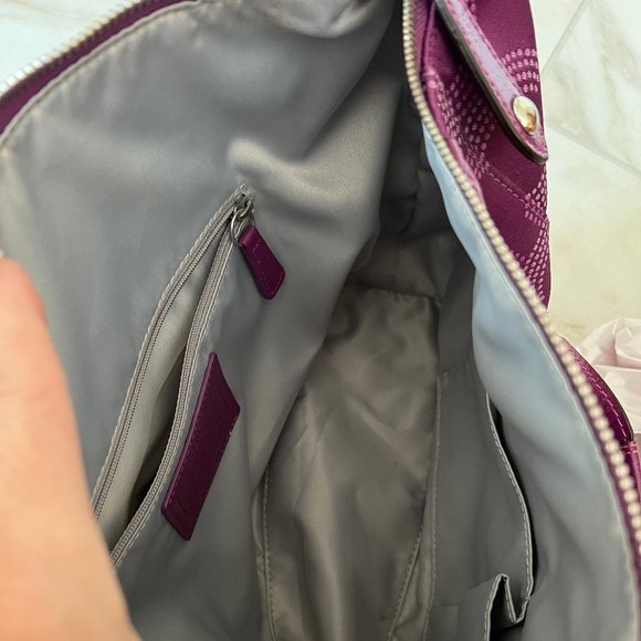 Coach Dotted OP Art Ashley Satchel Bag Purple pink cranberry silver hardware zip - Picture 6 of 8